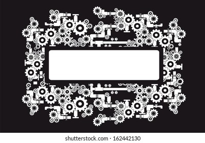 black cogs (gears) on white background