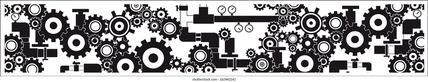 black cogs (gears) on white background