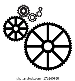 black cogs (gears) on a white background