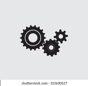 cogs negros (engranajes) sobre fondo blanco