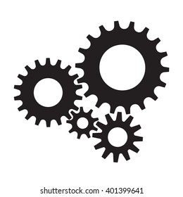 black cogs (gears) on white background