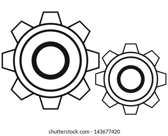 Black cogs isolated on white background