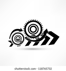 black cogs on white background
