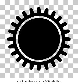 Black Cogwheel interface icon. Vector pictogram style is a flat symbol on chess transparent background.