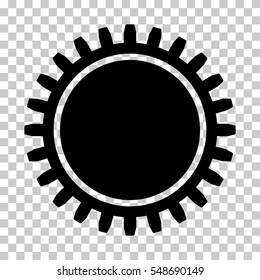 Black Cogwheel interface pictogram. Vector pictogram style is a flat symbol on chess transparent background.