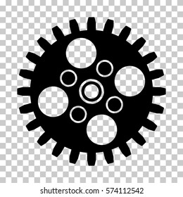 Black Cogwheel interface toolbar icon. Vector pictogram style is a flat symbol on chess transparent background.