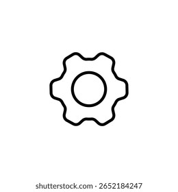 black cogWheel line art icon vector illustration on isolated background. setting outline sign concept.