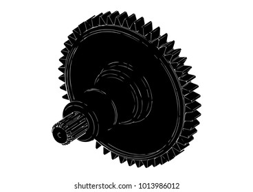 black cogwheel on a white background, vector