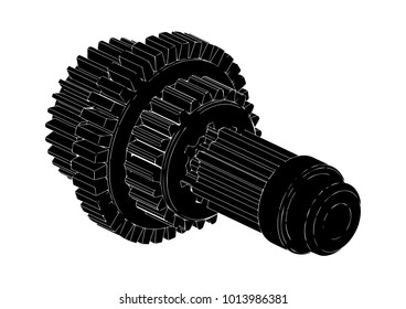 black cogwheel on a white background, vector