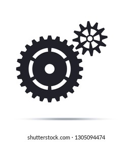 black cogwheels icon. Flat design vector element of two gears.