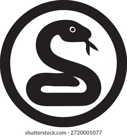Silueta de serpiente en espiral negra en círculo Icono de logotipo de serpiente audaz