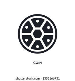 black coin isolated vector icon. simple element illustration from football concept vector icons. coin editable black logo symbol design on white background. can be use for web and mobile
