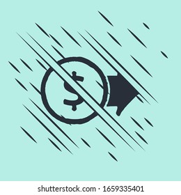 Black Coin money with dollar symbol icon isolated on green background. Banking currency sign. Cash symbol. Glitch style. Vector Illustration