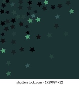 Black Cold  Emerald Magic Black Trendy Night Background. Dark Holiday Dark Stars Texture Illustration. Mint Party Simple Geometrical Shape Backdrop. Olive  Blue Christmas Bright Sky Seamless Vector.