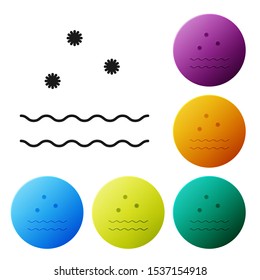 Black Cold and waves icon isolated on white background. Set icons colorful circle buttons. Vector Illustration