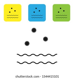 Black Cold and waves icon isolated on white background. Set of colorful square icon buttons. Vector Illustration