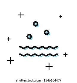 Black Cold and waves icon isolated on white background.  Vector Illustration
