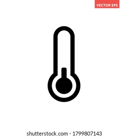 Black cold weather thermometer line icon, imple freeze flat design vector pictogram, infographic vector for app logo web website button banner ui ux interface elements isolated on white background