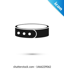 Black Collar with name tag icon isolated on white background. Simple supplies for domestic animal. Cat and dog care. Pet chains.  Vector Illustration