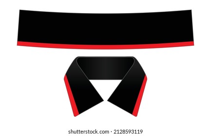 Black collar with red single line for polo shirt on white background, vector file.