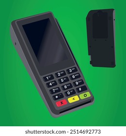 Black collection card reader system for banks or businesses - front and back view
