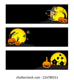 Black collection Halloween banner vector illustration