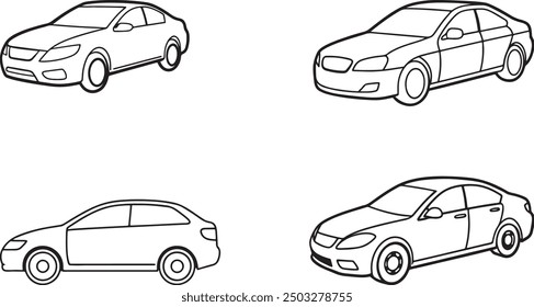 Black Colo Car Outline Vector Illustration Art 