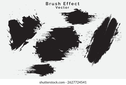 Black color abstract brush stock effect with white background. Black painting brush effect vector. Brush strokes art design in an isolated background. Hand paint