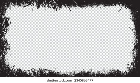Black color abstract grunge border, grungy frame 