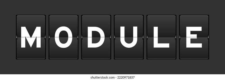 Black color analog flip board with word module on gray background
