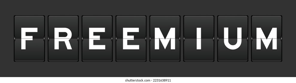Black color analog flip board with word freeemium on gray background