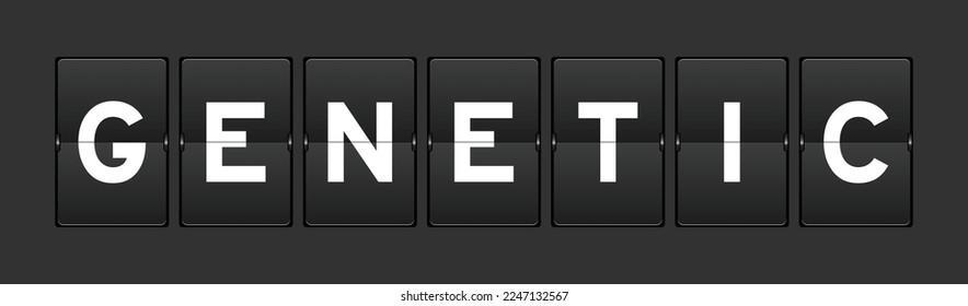 Black color analog flip board with word genetic on gray background