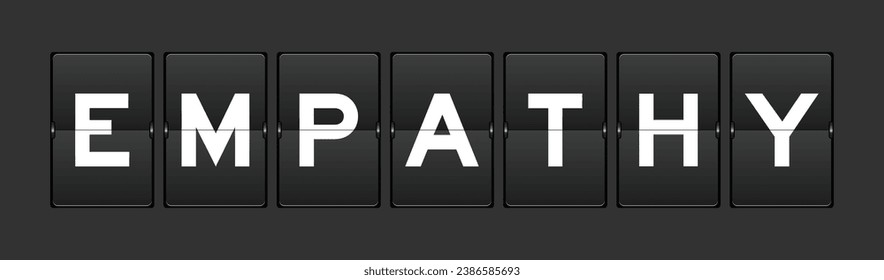 Black color analog flip board with word empathy on gray background