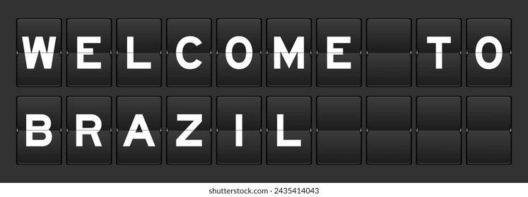 Black color analog flip board with word welcome to brazil on gray background