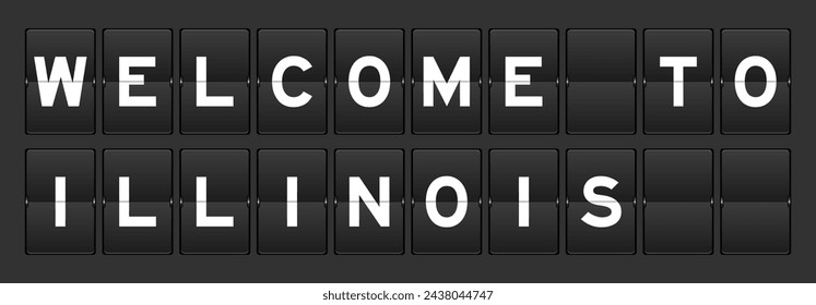 Black color analog flip board with word welcome to illinois on gray background