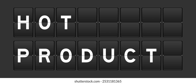 Flip board analógico de color negro con el producto caliente de la palabra en fondo gris