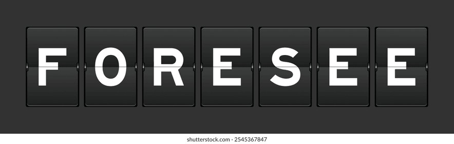 Cor preta analógico flip board com previsão palavra em fundo cinza