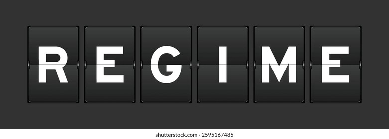 Black color analog flip board with word refime on gray background