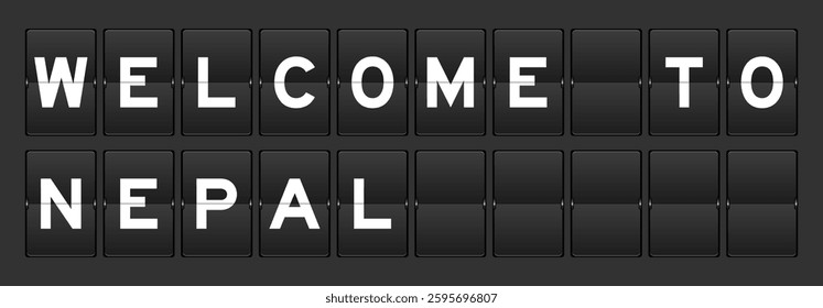 Black color analog flip board with word welcome to nepal on gray background