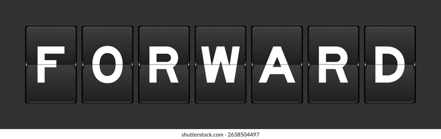 Black color analog flip board with word forward on gray background