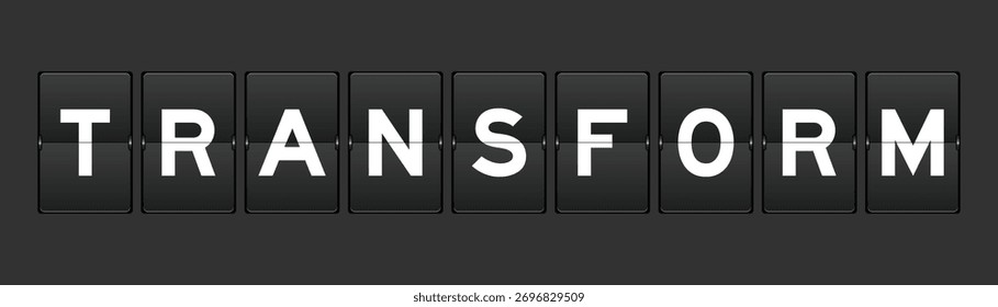 Inverter quadro analógico de cor preta com transformação de palavra em fundo cinza