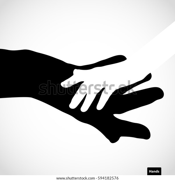 Black Color Big Hand White Small Stock Vector Royalty Free 594182576