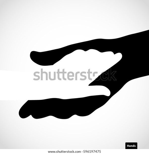 Black Color Big Hand White Small Stock Vector Royalty Free 596197475