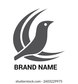 Black color bird logo vector art illustration
