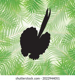 Black color bird pattern on green leaf patterns on white background, flower, backdrop, textile, fabric, napkin, pattern, vector