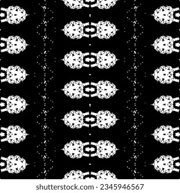 Schwarzes böhmisches Muster. Ethnische Dunkle Doodle Batik. Ethnische Ikat Tinte Print. Einfache Tribal Dyed Vector. Schwarze Farbkunstschrift Muster. Abstraktes Native Ink Muster. Nahtloser Kunstgriff