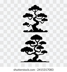 black color bonsai tree vector art, tree vector illustration, bonsai tree icons
