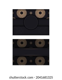 Black color brochure with brown abstract pattern