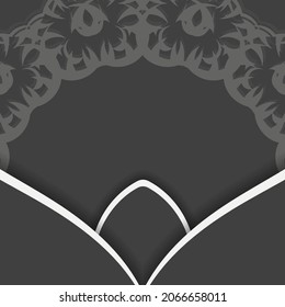 Black color brochure with vintage white ornaments for your design.