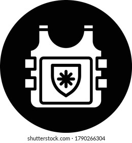 Black color bulletproof vest icon